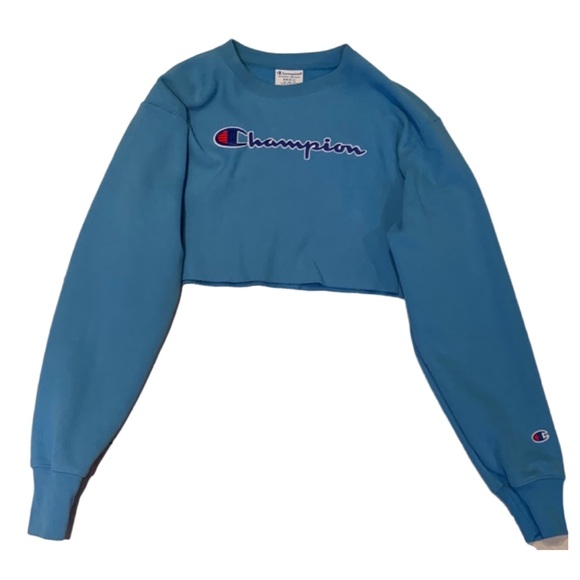 Champion Tops - Women Champion Blue Cropped Hoodie